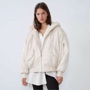 Zara Reversible Fur Bomber Jacket